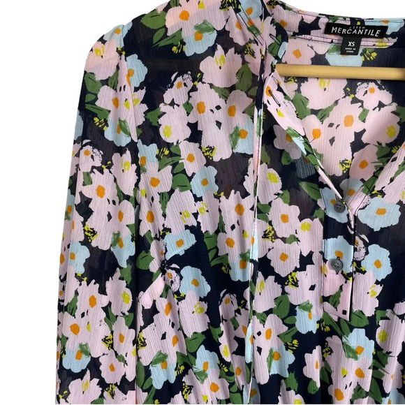 J. Crew Mercantile Drapey Floral Tie-Front Dress in Blue/Purple Size XS - Picture 9 of 15